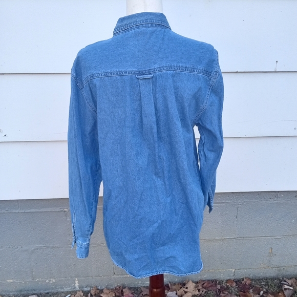 Vintage Christmas Blue Jean Button Up - Picture 5 of 6